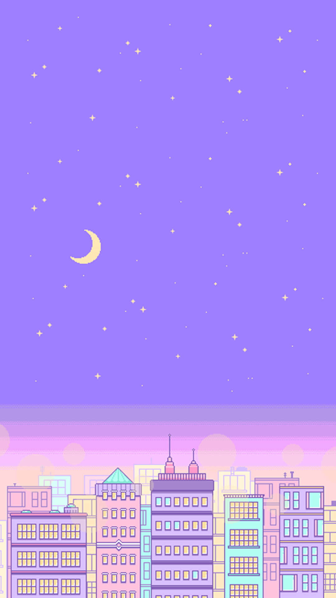 Sød lilla æstetisk pixelby Wallpapers