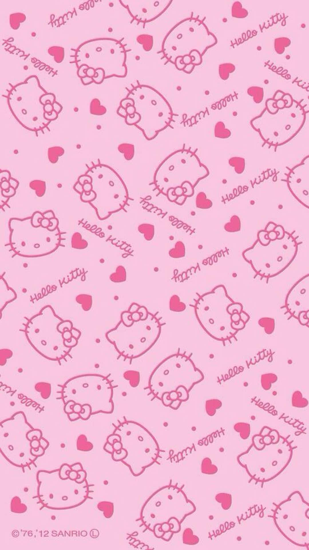 Sød lyserød Hello Kitty hjerter vægkunst Wallpapers