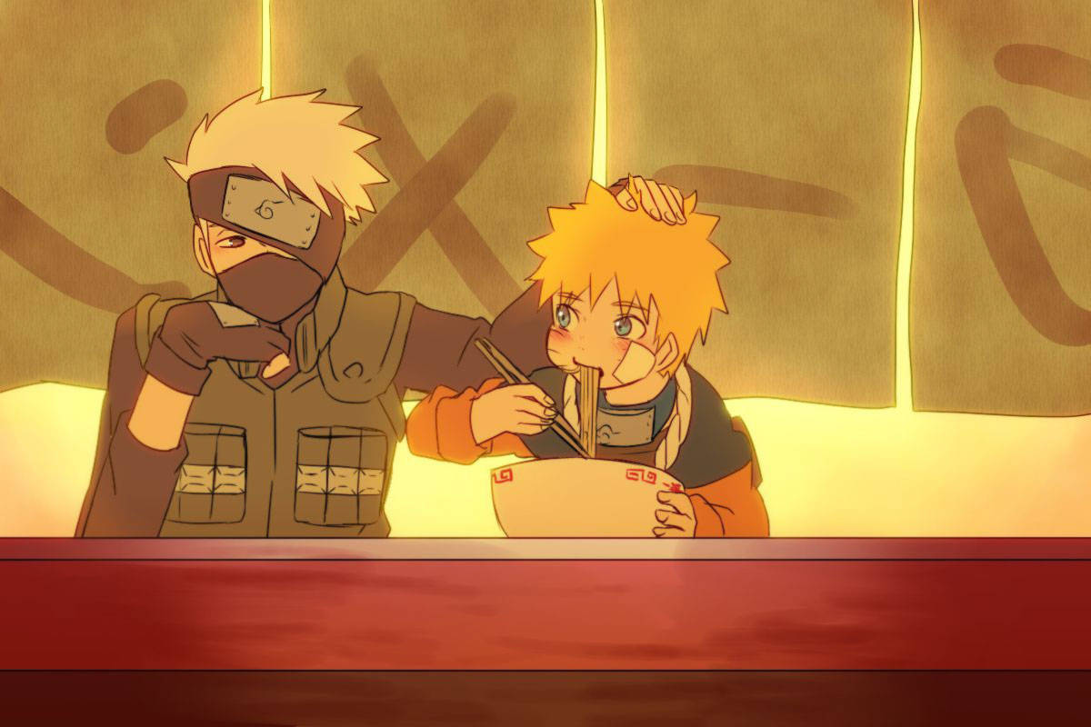 Sød Naruto og Kakashi Ramenbutik Wallpapers