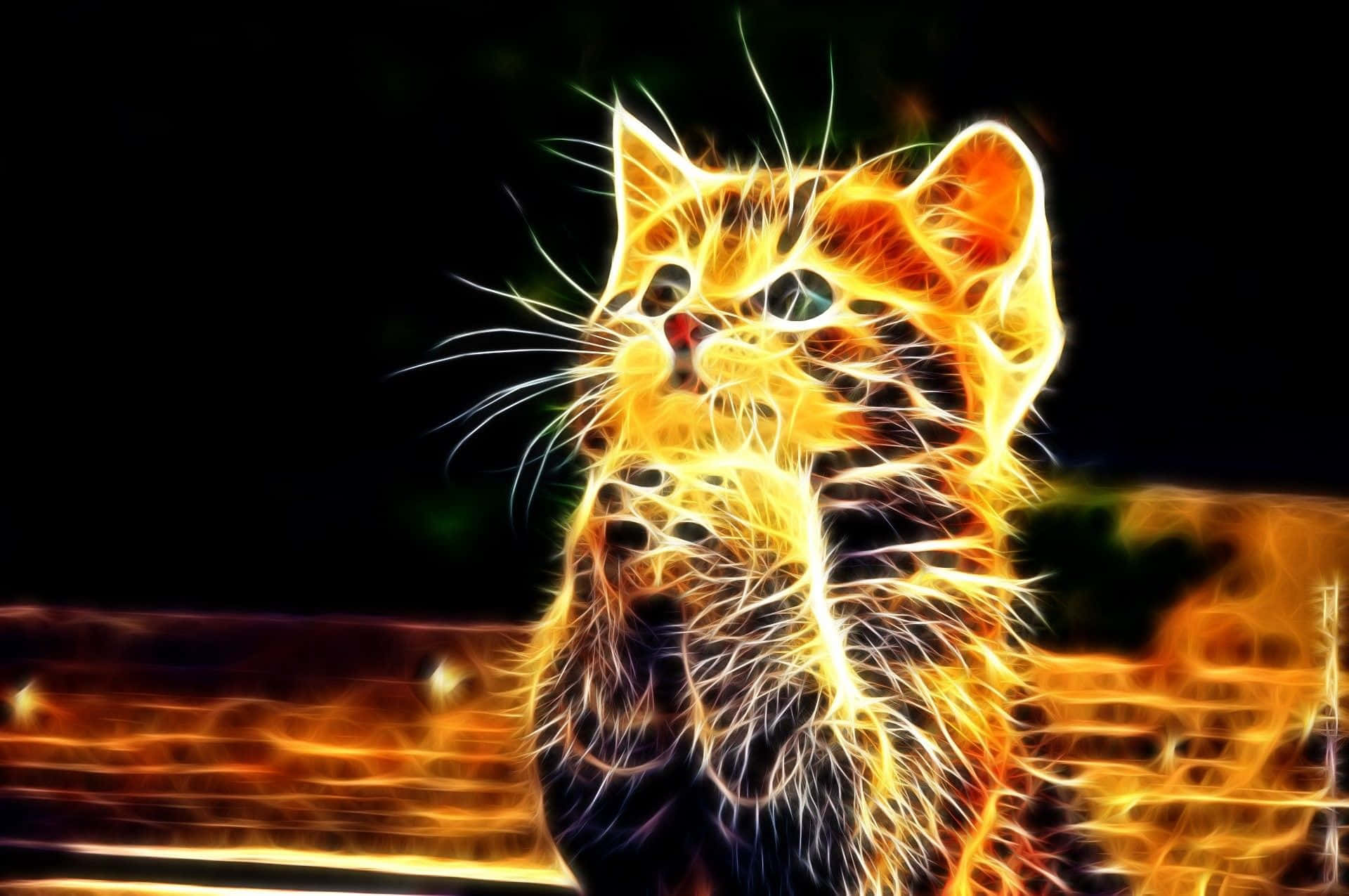 Sød neondyr bedende kat Wallpapers