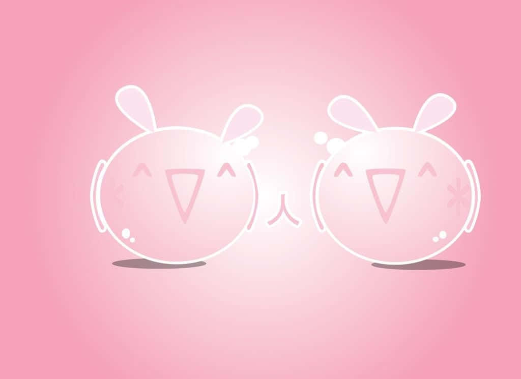 Sød og Nutet Pink Kawaii Baggrund Wallpapers