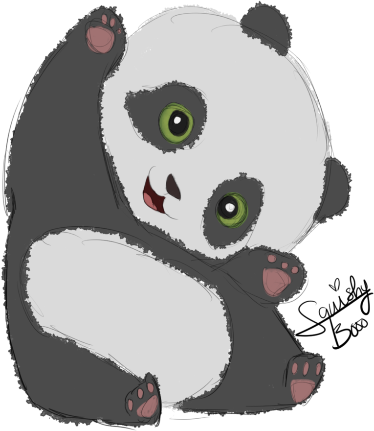 Sød panda illustration med grønne øjne Wallpapers