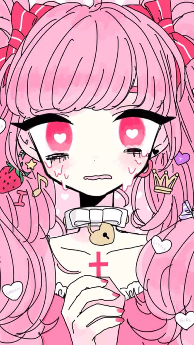 Sød pastel-goth animepige beder Wallpapers