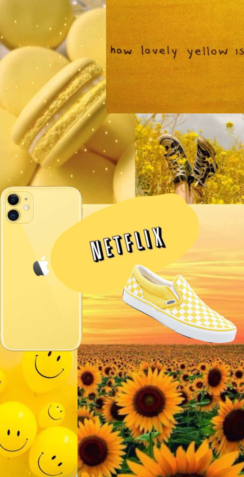 Sød pastelgul sommercollage Wallpapers