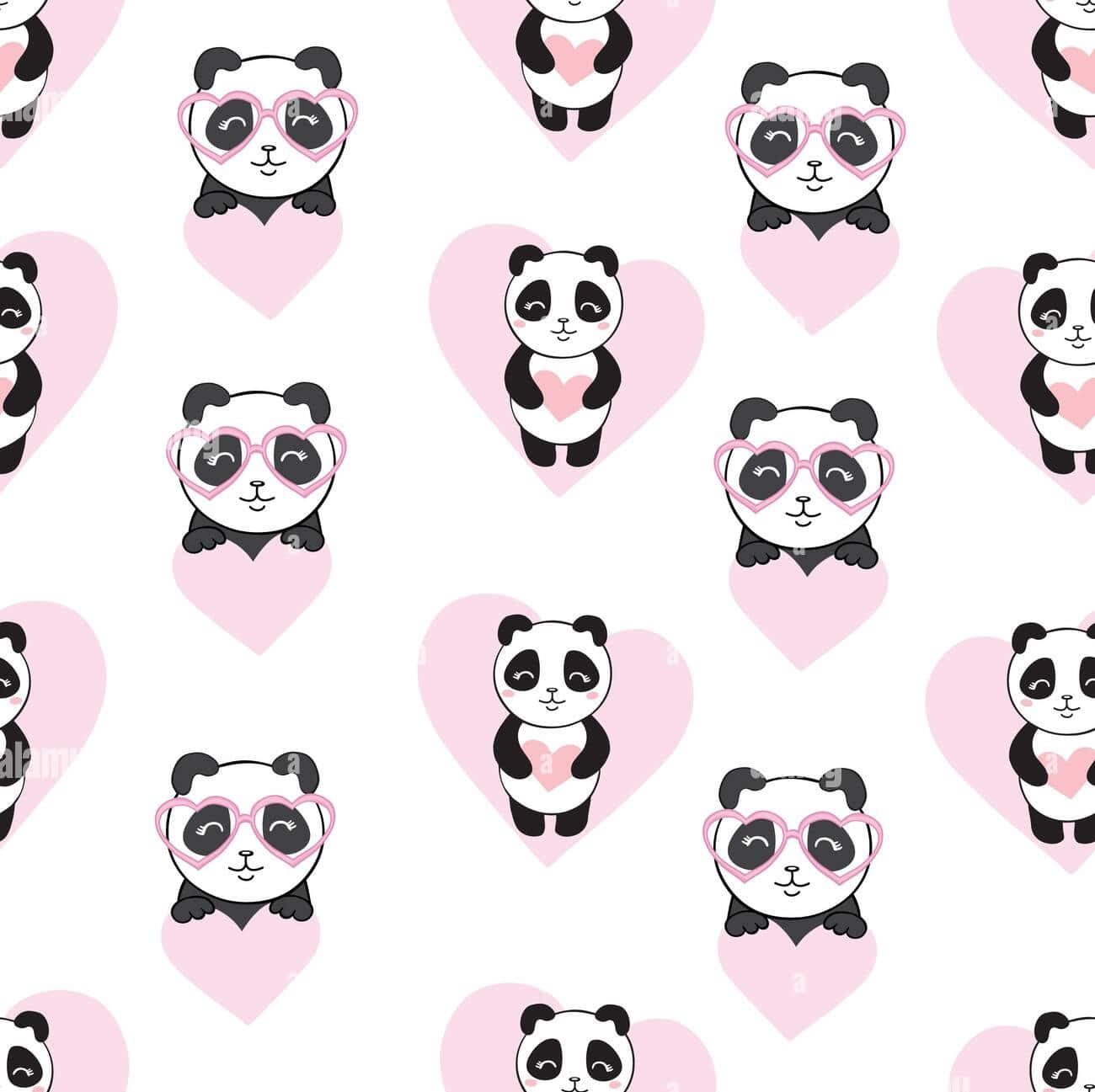 Sød piget panda hjerte vektor Wallpapers