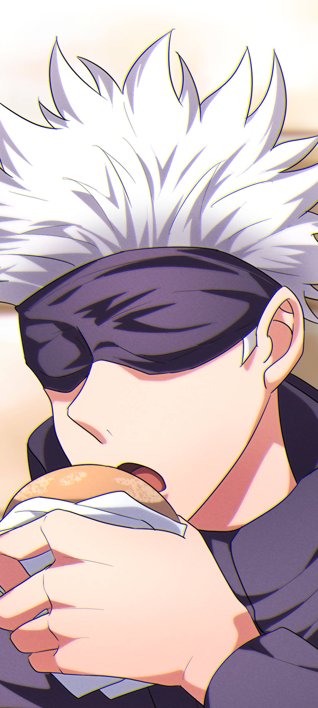Sød Satoru Gojo spiser bolle Jujutsu Kaisen Wallpapers