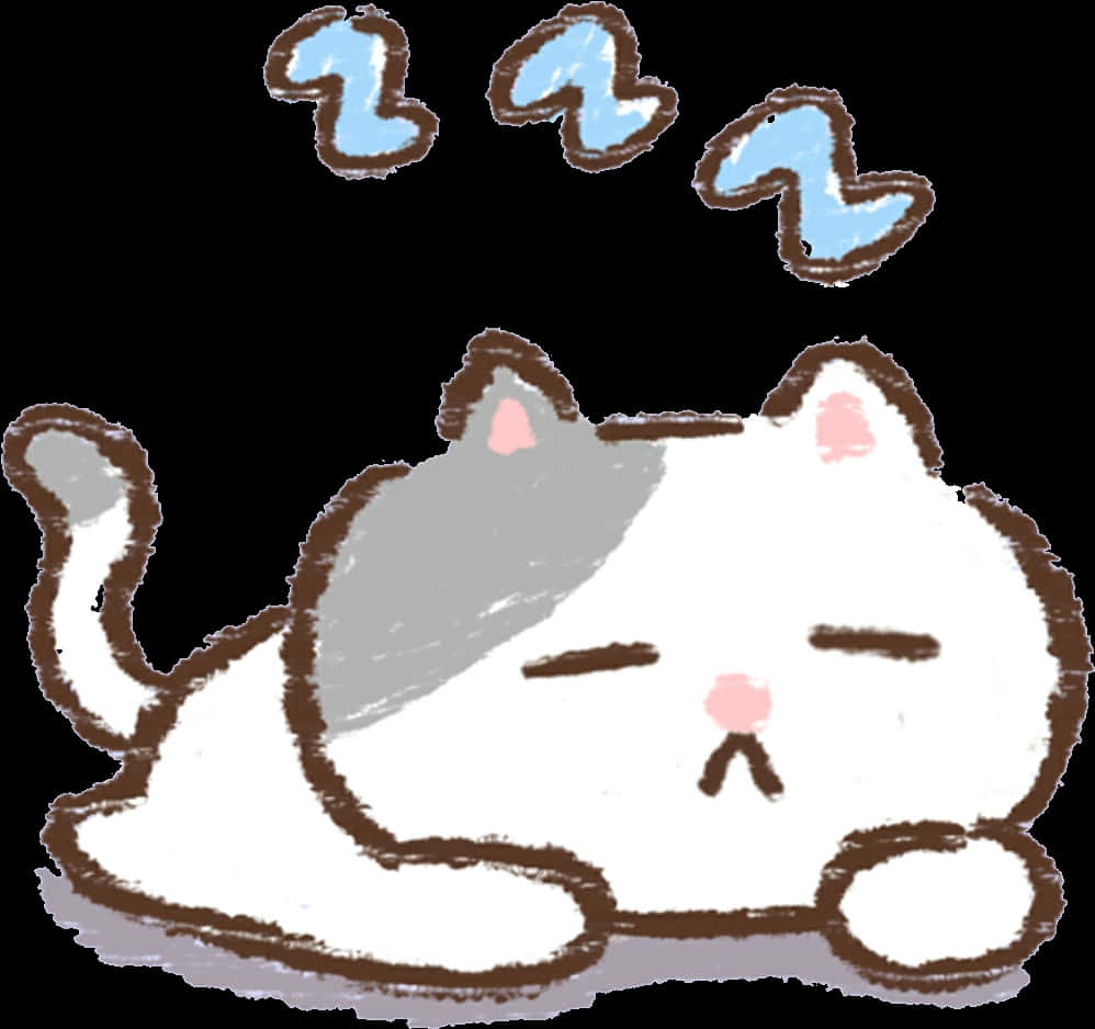 Sød sovende kat doodle Wallpapers