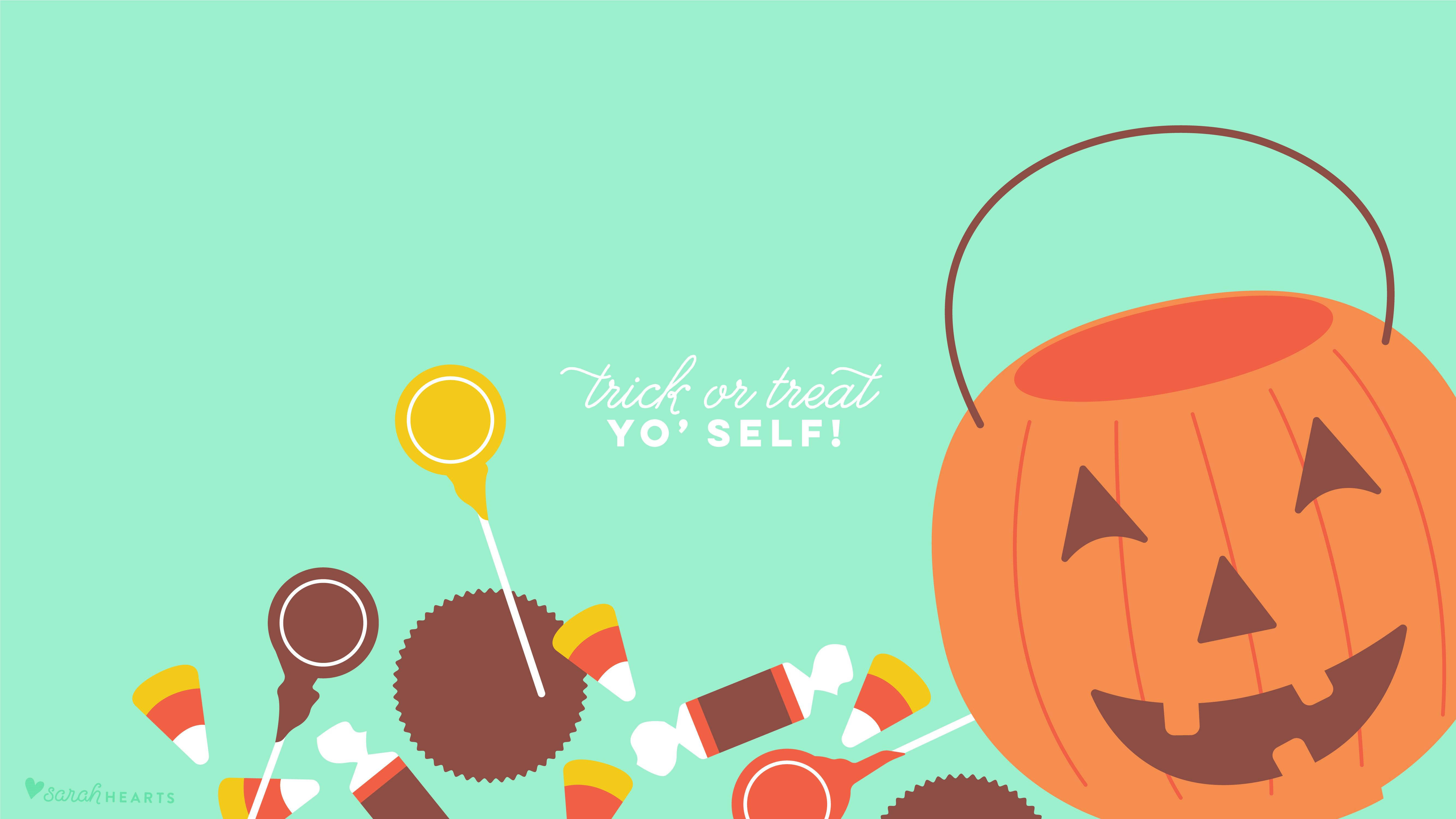Sød æstetisk Halloween græskar slik kurv Wallpapers