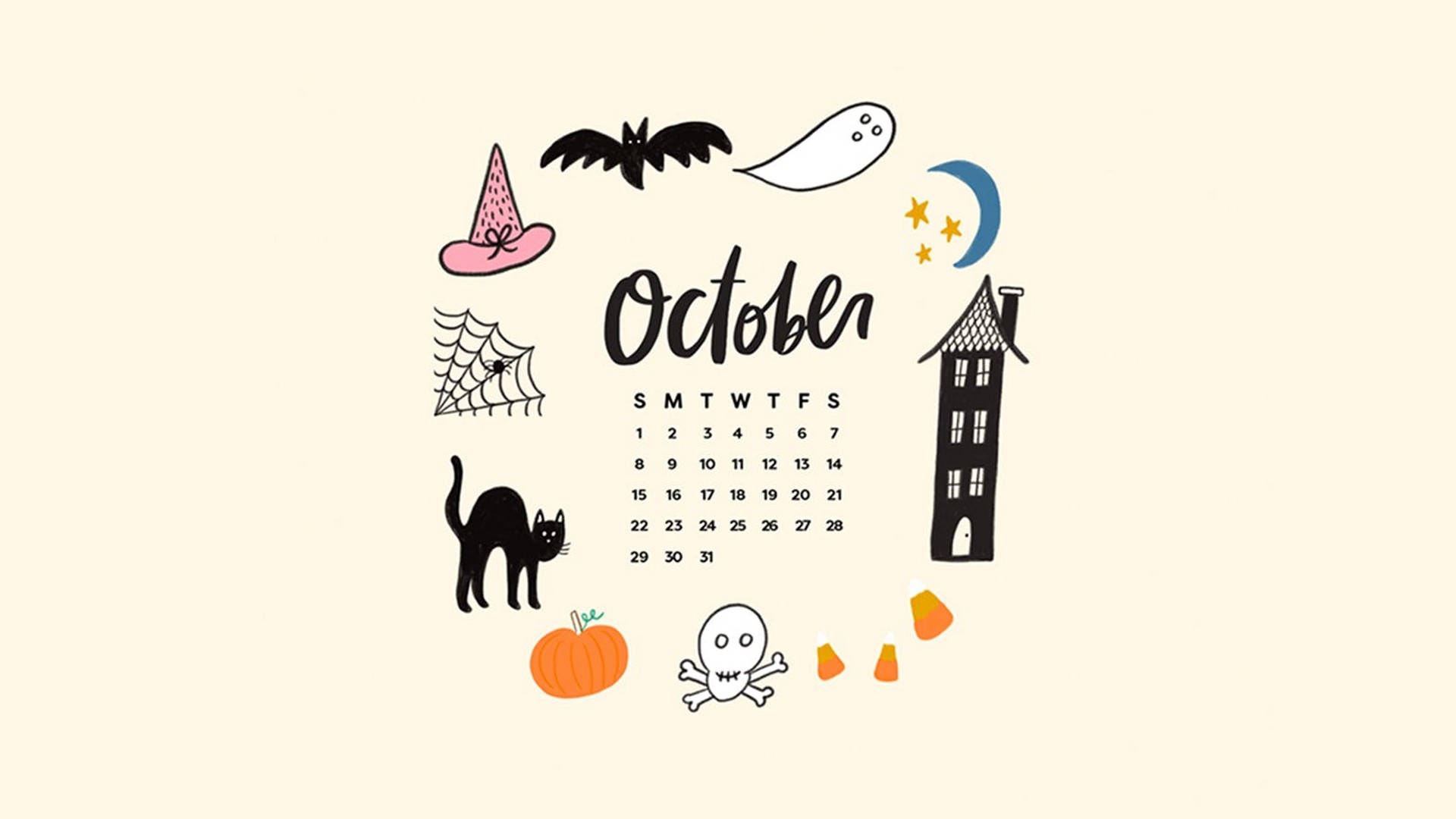 Sød æstetisk Halloween oktober kalender Wallpapers