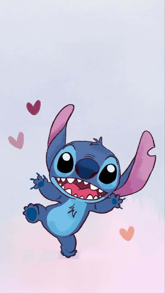 Sød Stitch med hjerte Wallpapers