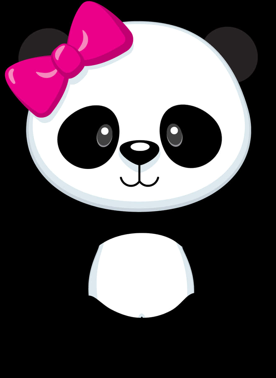 Sød tegneserie-panda med lyserød sløjfe Wallpapers