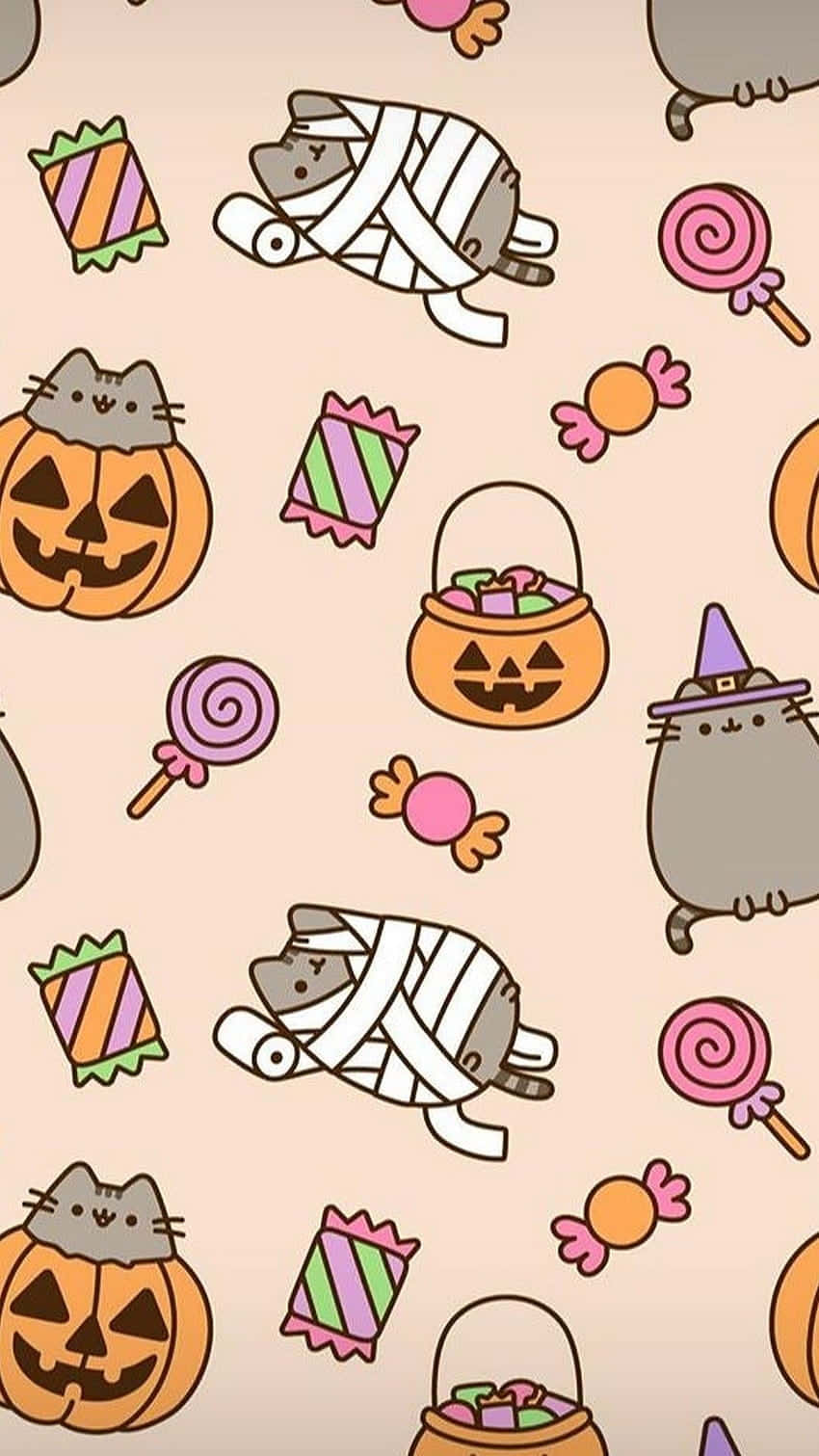 Sød tegneserie til iPhone Halloween-baggrund Wallpapers