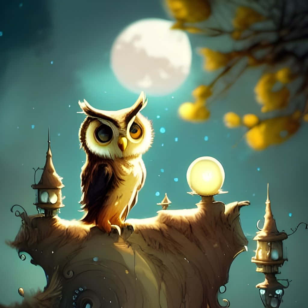 Sød ugleunge, der ser nysgerrig og forventningsfuld ud Wallpapers