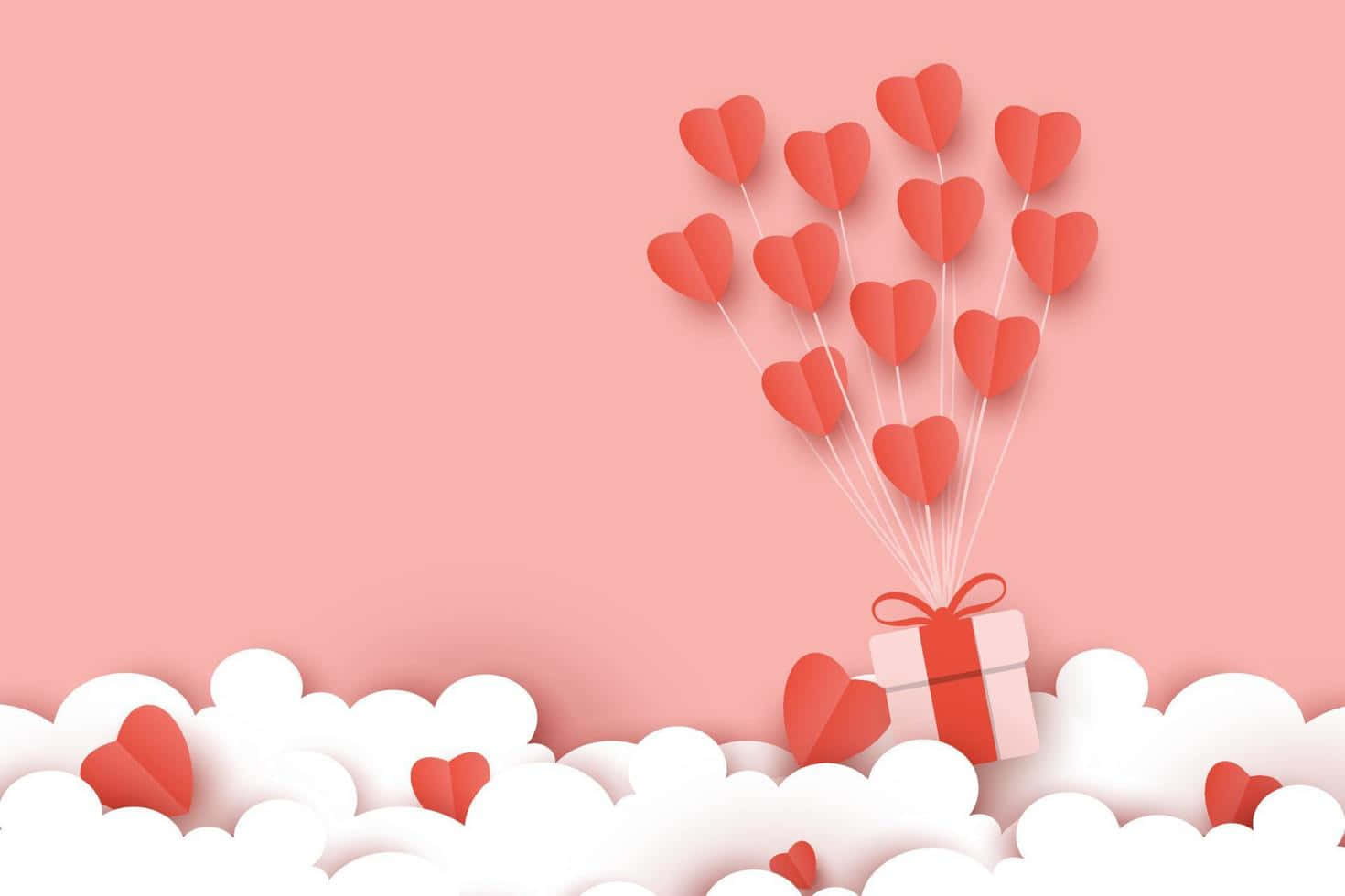 Sød Valentinsgave med hjerteballoner vektorkunst Wallpapers