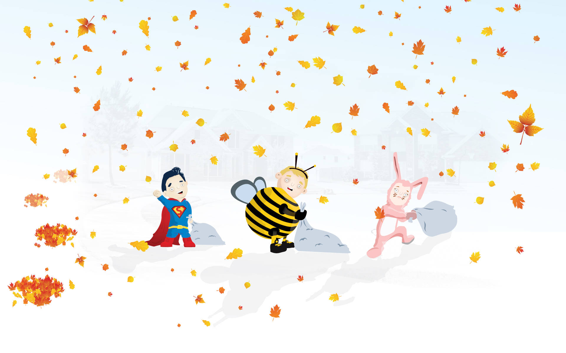 Søde børn til Halloween i efteråret Wallpapers