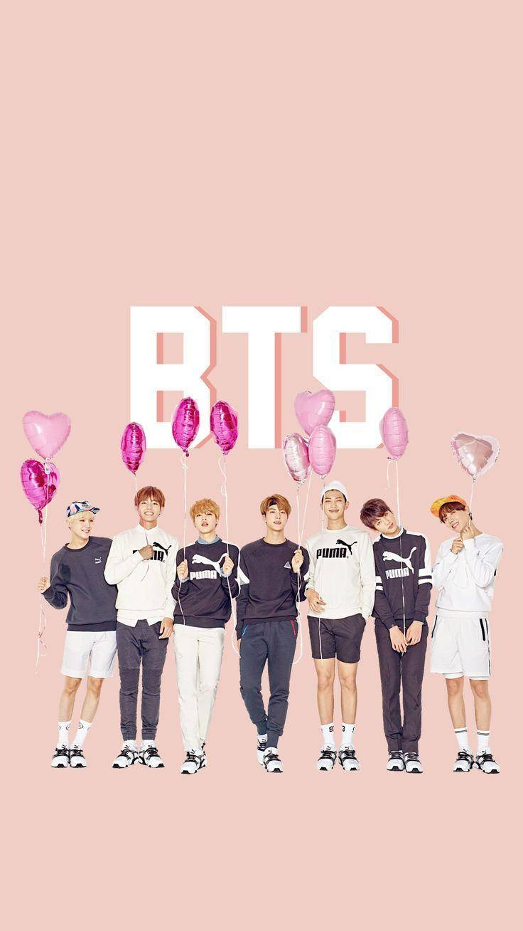 Søde BTS hjerteballoner Wallpapers