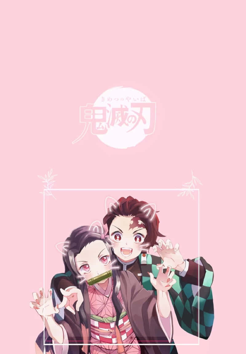 Søde Demon Slayer-karakterer Tanjiro og Nezuko søskendekærlighed Wallpapers