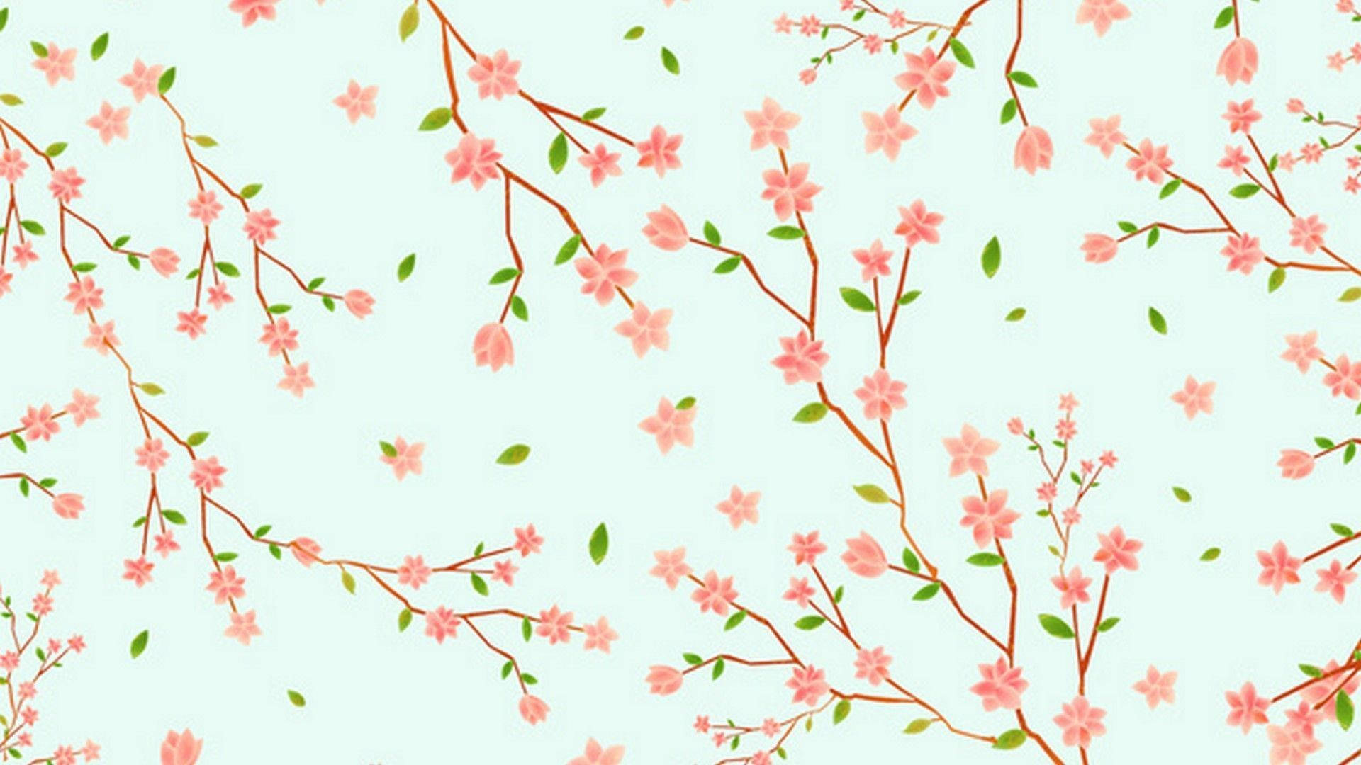 Søde forårs digitale kirsebærblomster Wallpapers