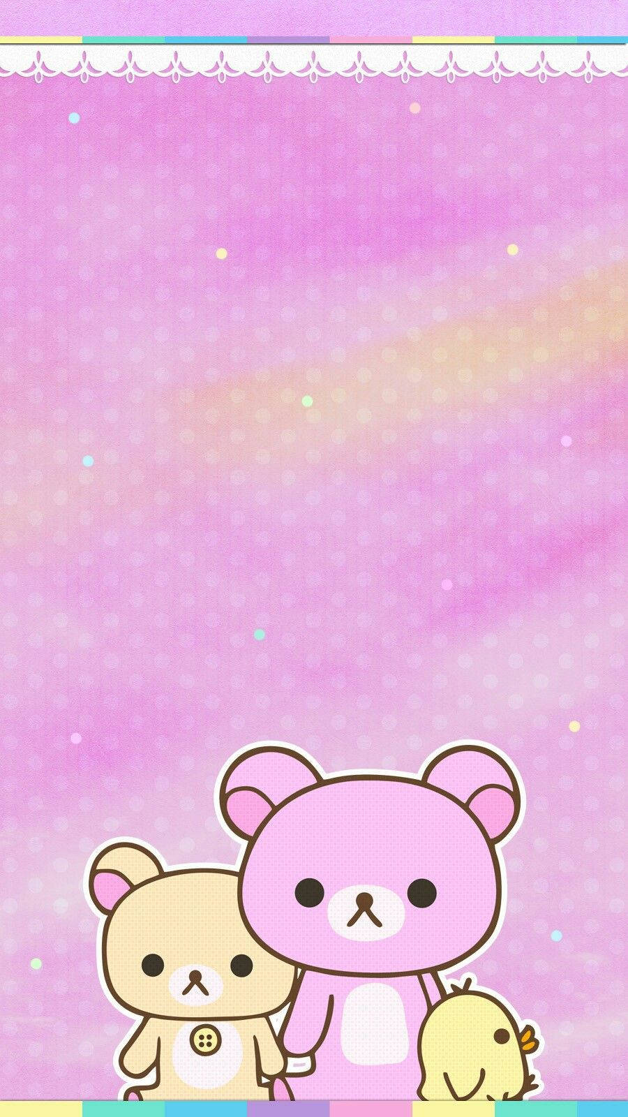 Søde lyserøde Rilakkuma-figurer på farverig lyserød baggrund Wallpapers