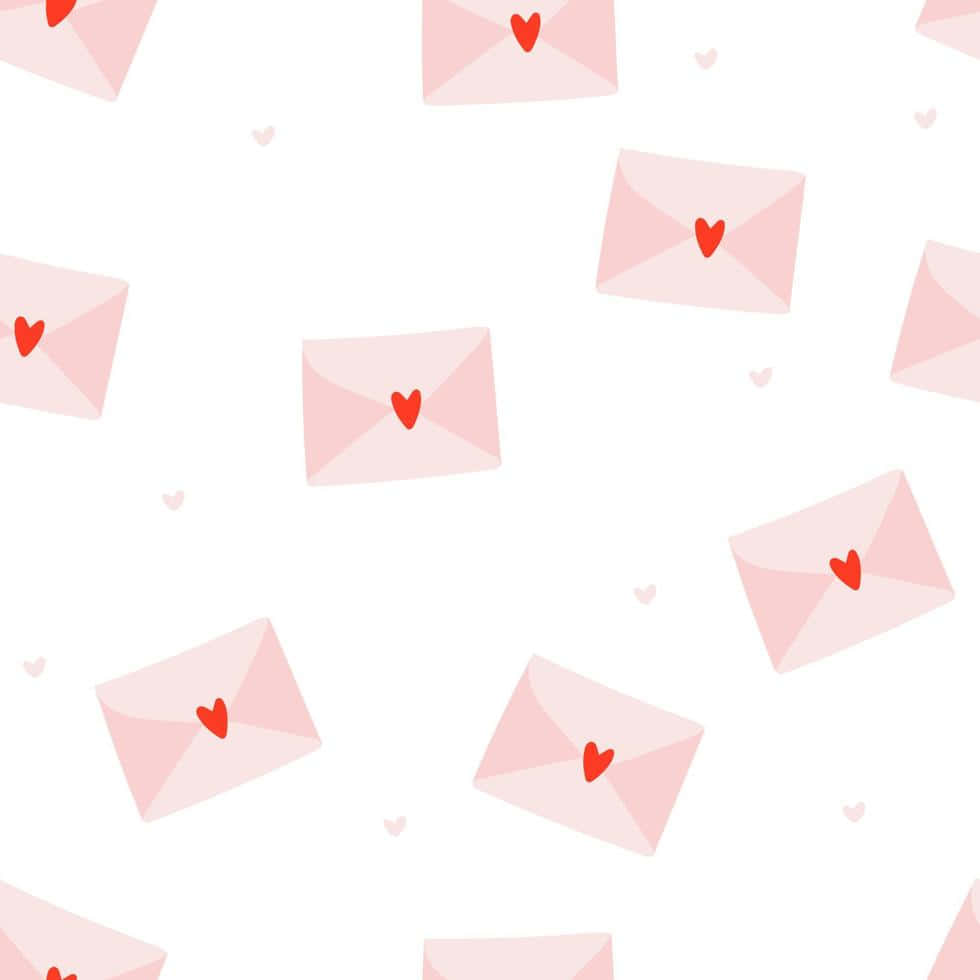 Søde Valentine-kuverter med røde hjerter mønster Wallpapers