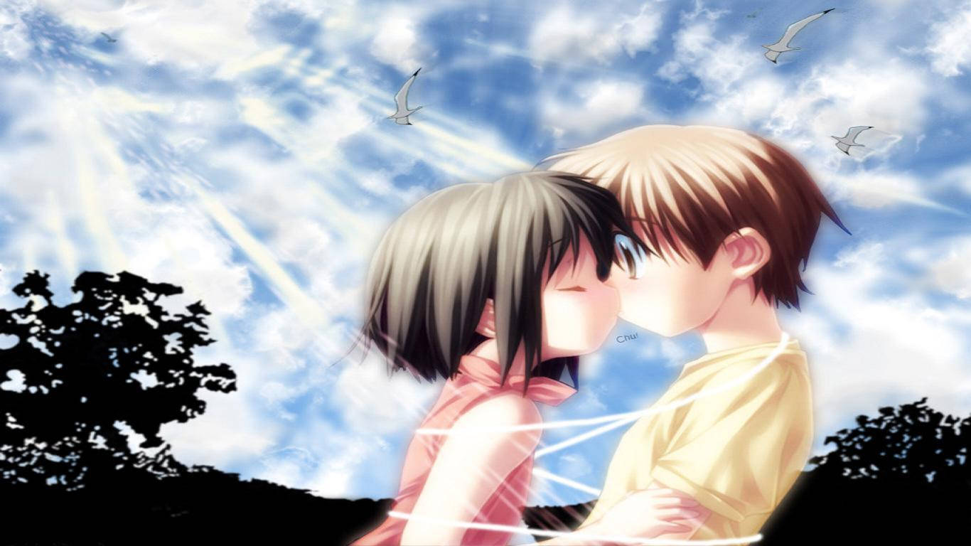 Sødt anime kys Wallpapers