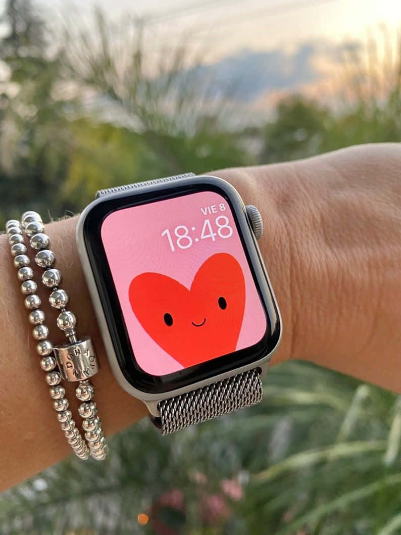 Sødt Apple Watch-uransigt med hjerte Wallpapers