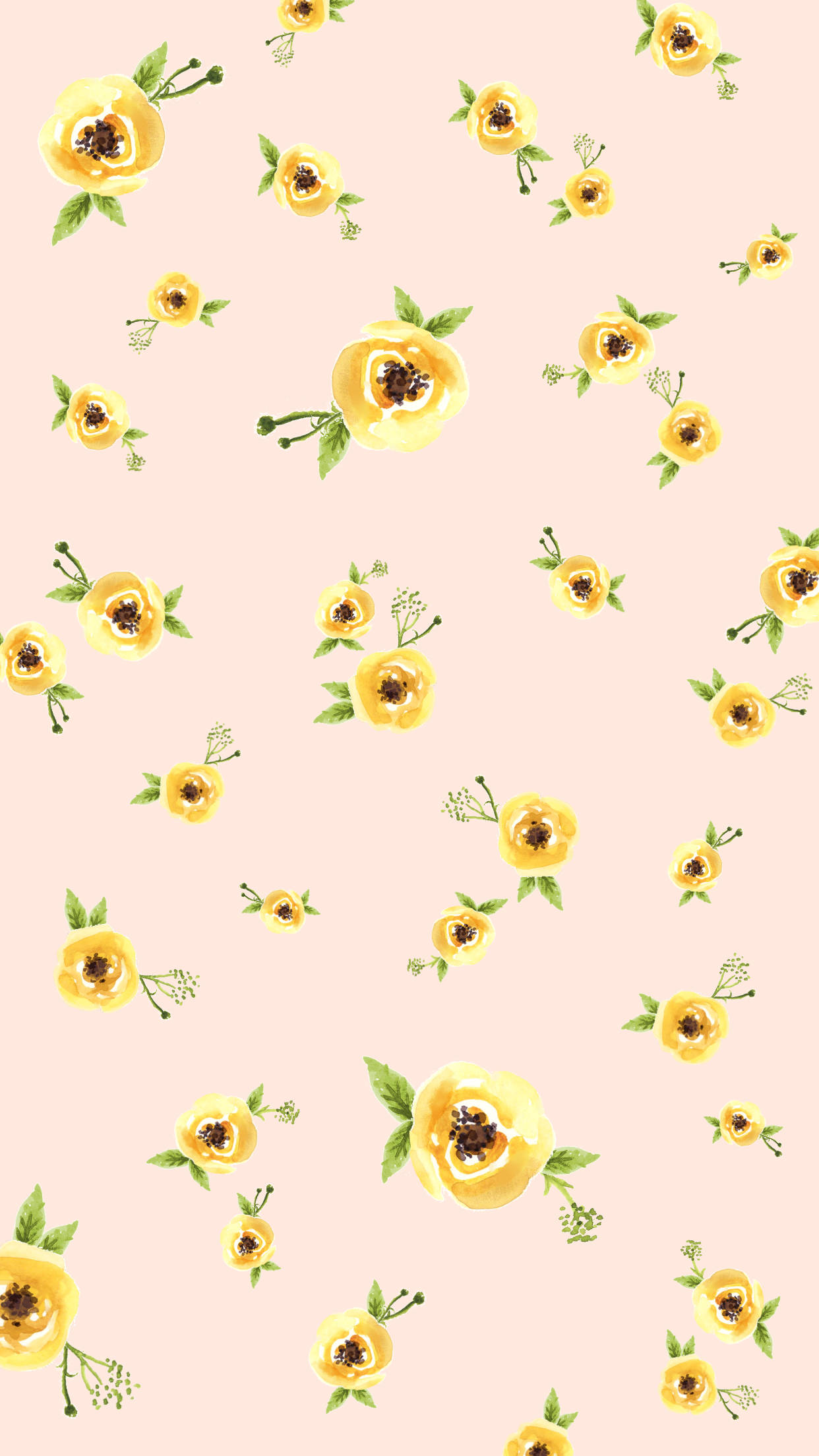 Sødt forårsgult blomstermønster Wallpapers