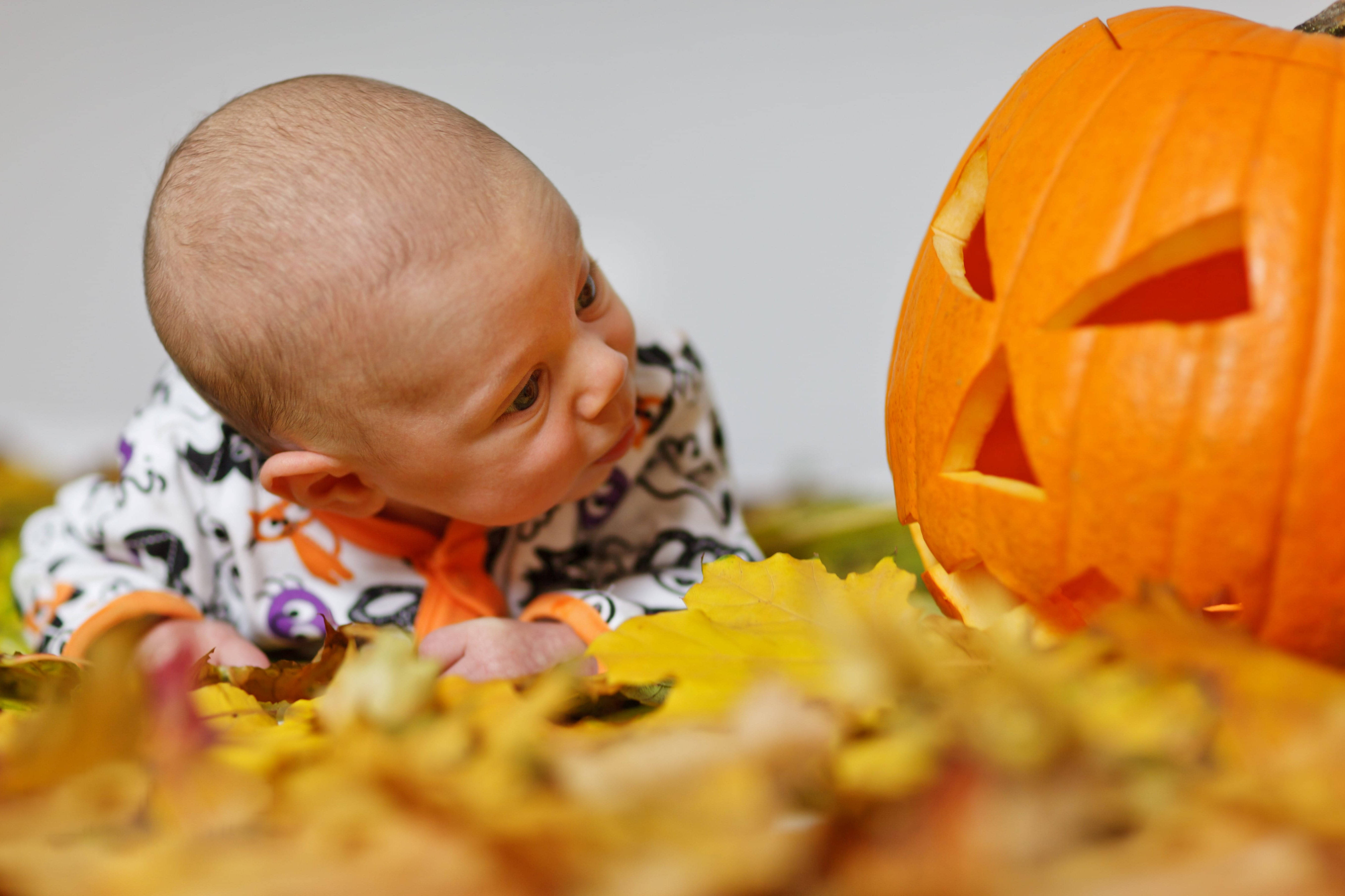 Sødt Halloween-barn med græskarblik Wallpapers