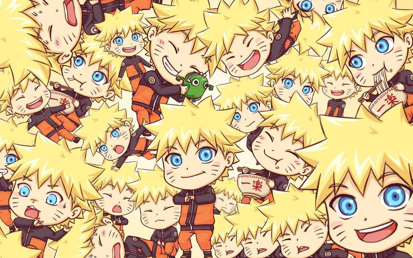 Sødt naruto chibi ansigtscollage Wallpapers