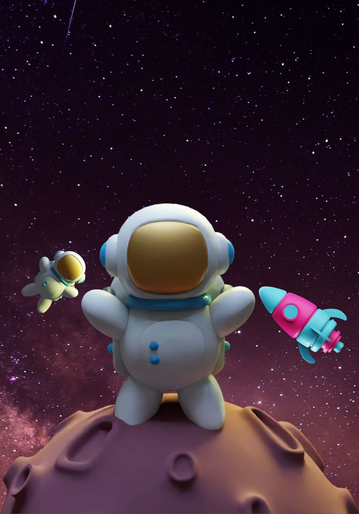 Sej 3D-Astronaut i Rummet Baggrund Wallpapers