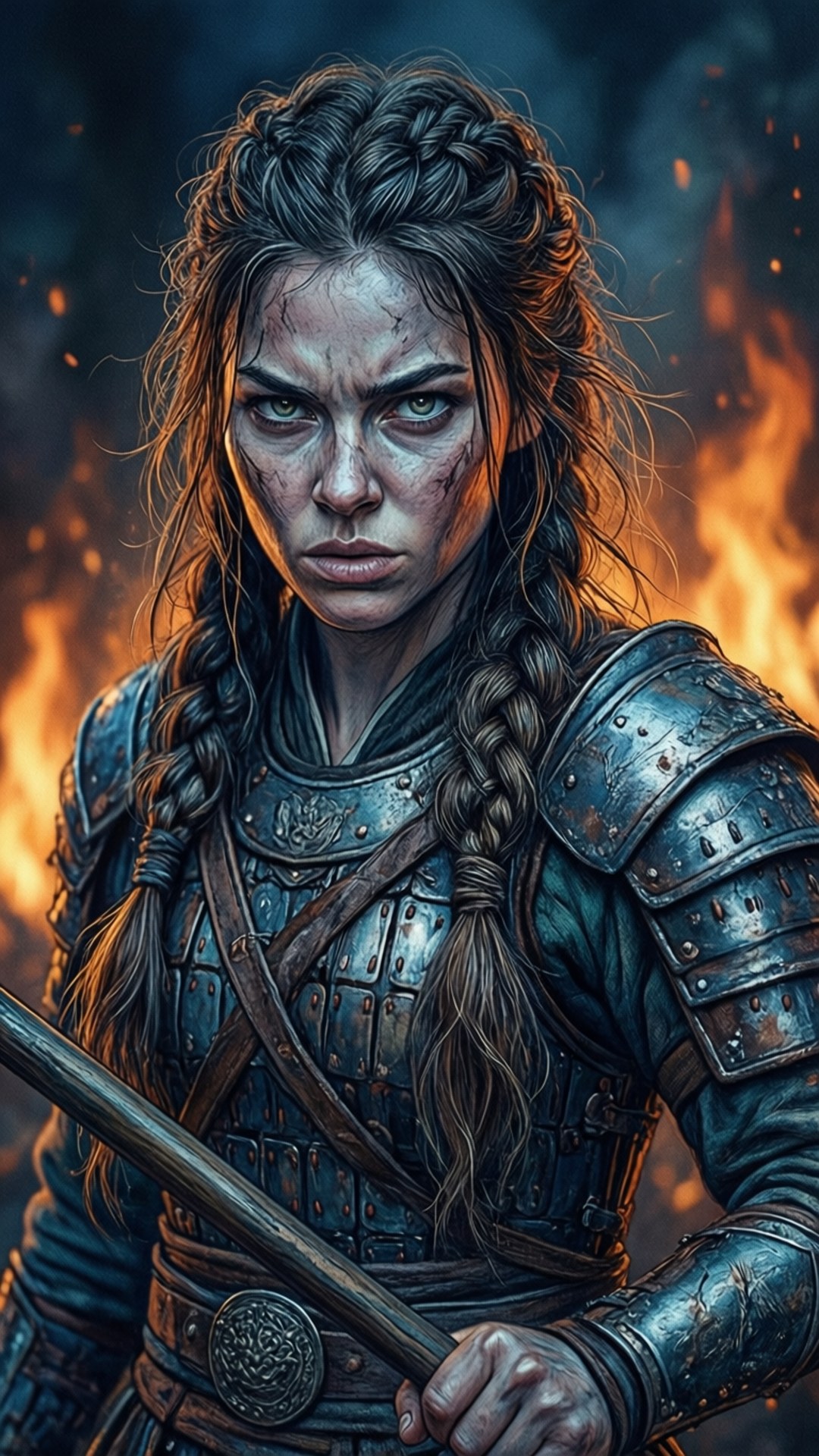 Sej Kvindelig Kriger Cool Tegning Wallpapers