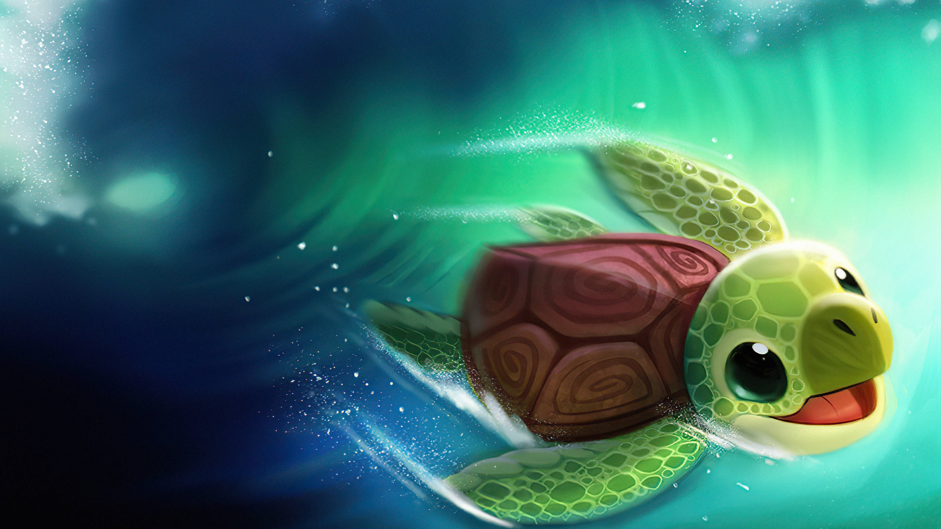Sej skildpadde digital tegning Wallpapers