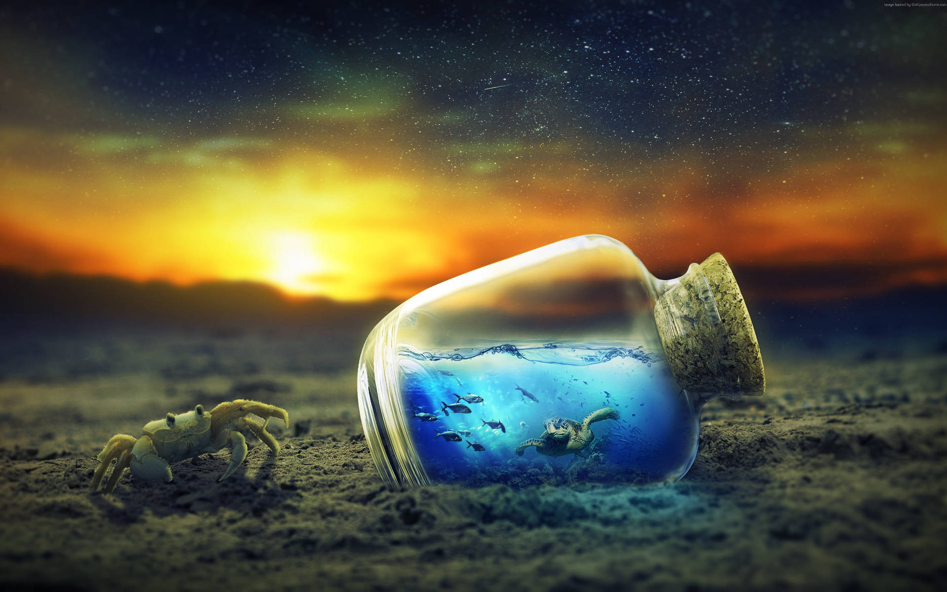 Sej skildpadde i flasken Wallpapers