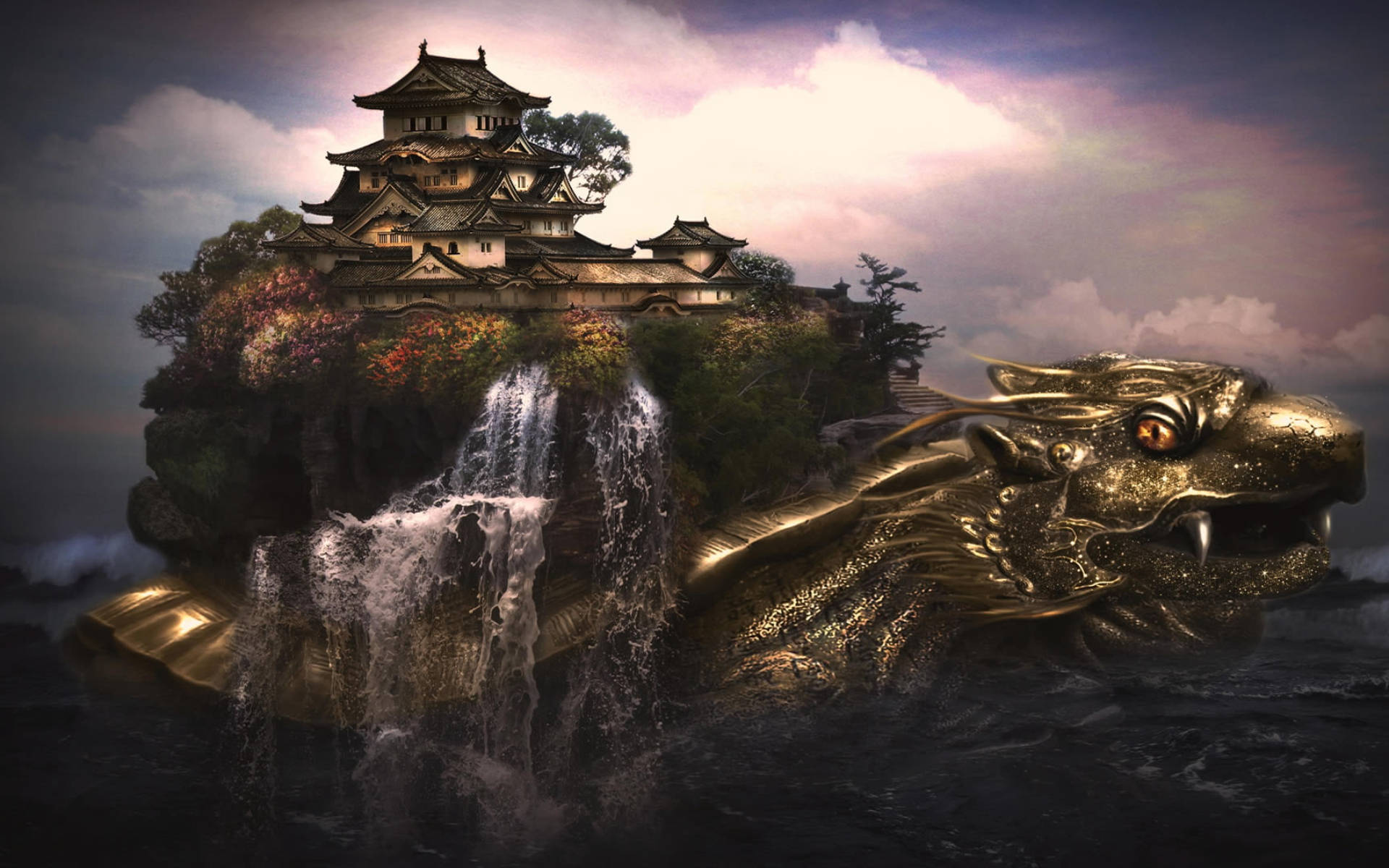 Sej skildpadde japansk helligdom Wallpapers