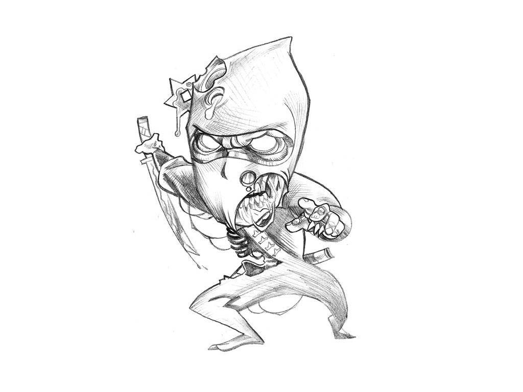 Sej tegning af zombie-ninja Wallpapers