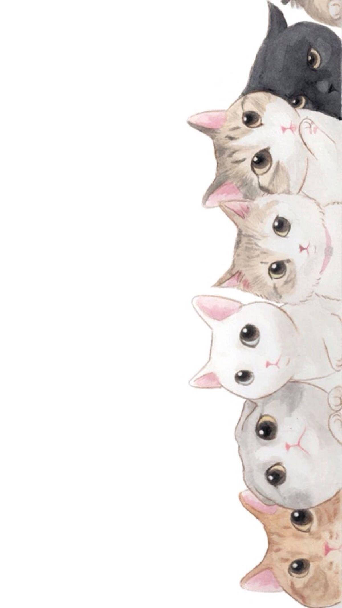 Seje tegninger af søde katte Wallpapers