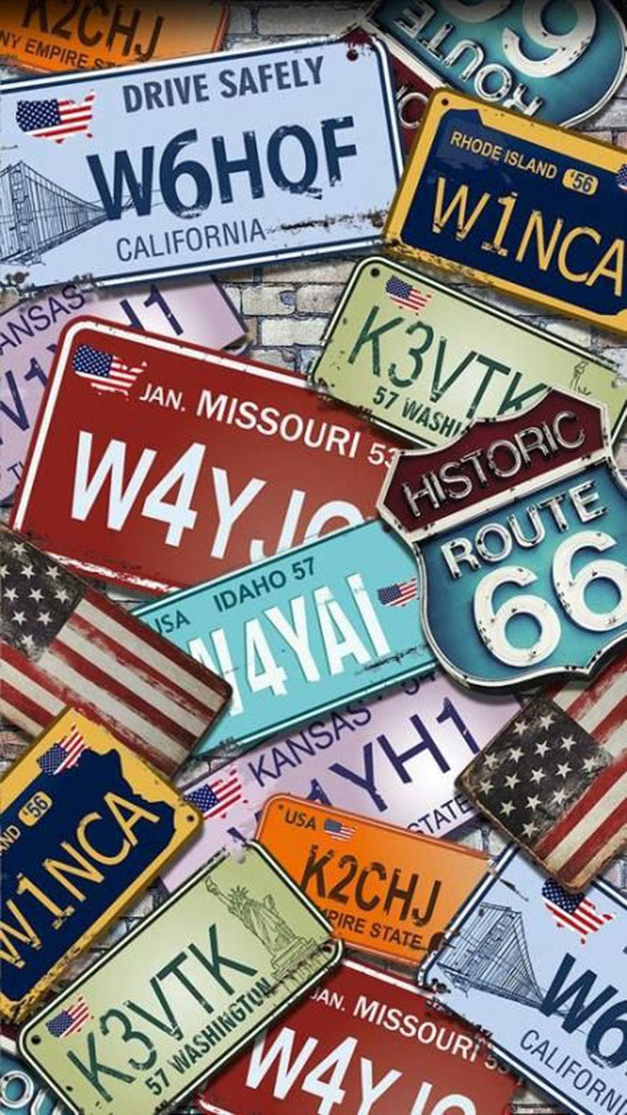 Seje Vintage Nummerplader fra USA Wallpapers