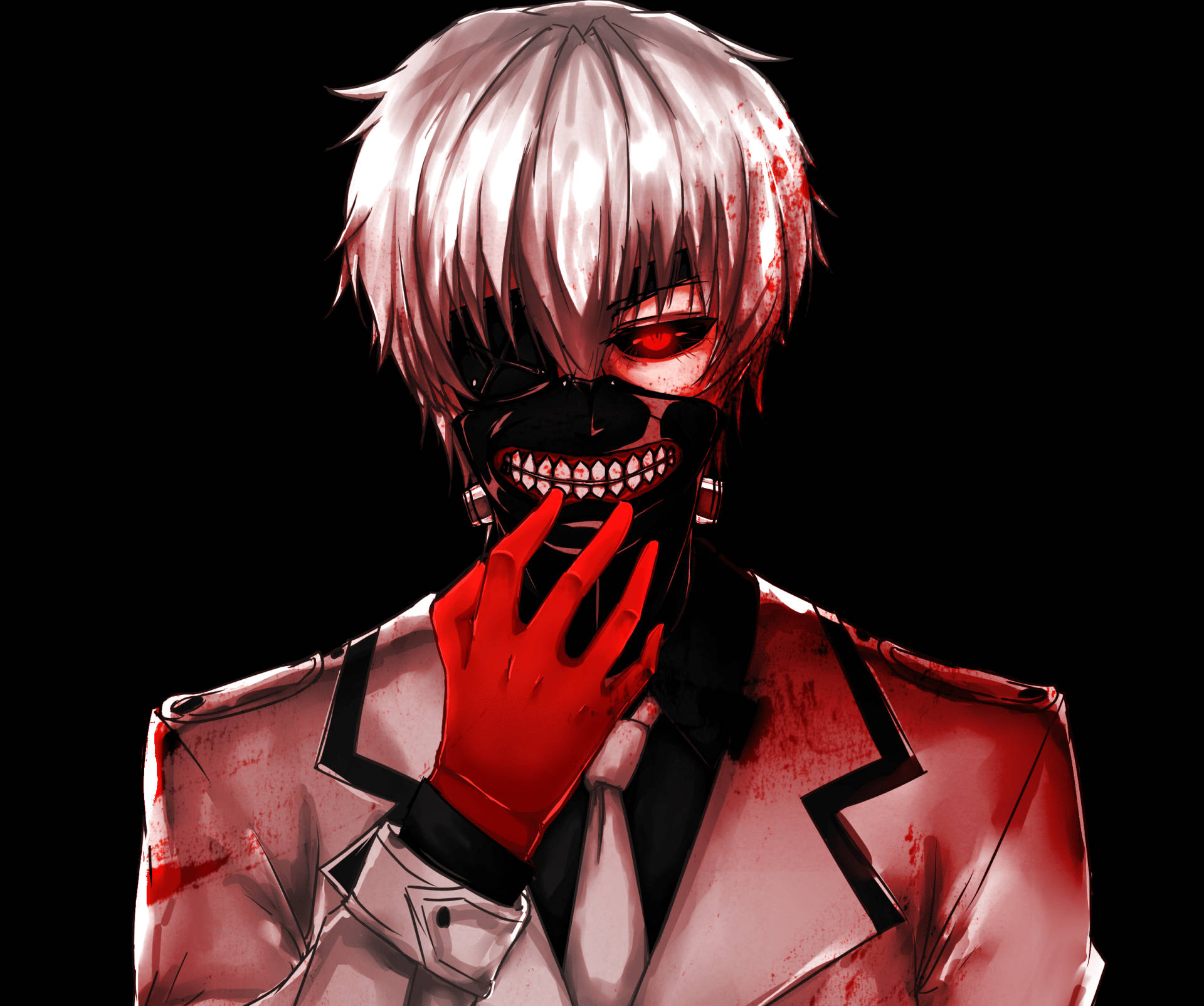 Sejt anime PFP Ken Kaneki blodigt grafisk kunstværk Wallpapers