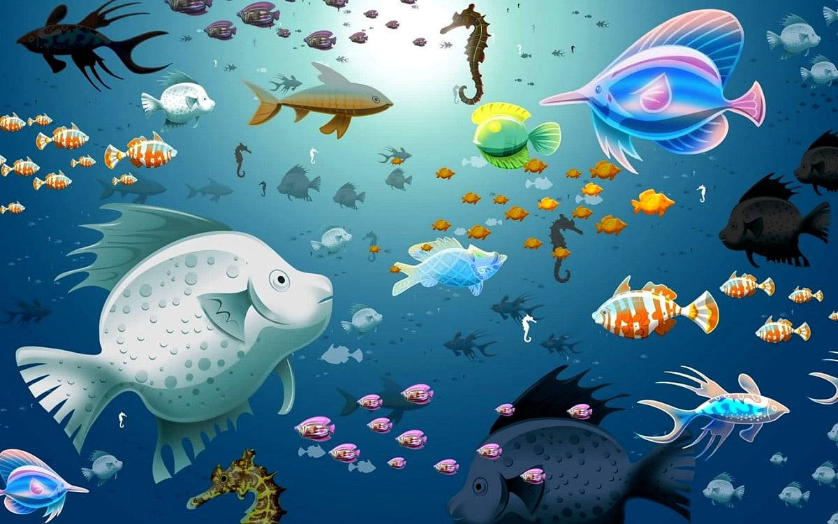Sejt fisk digitalt kunstværk Wallpapers