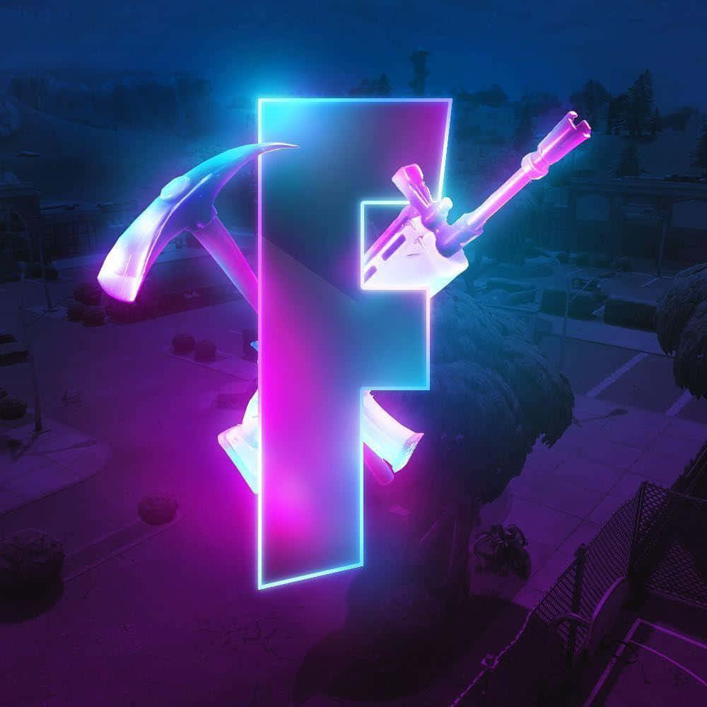Sejt Fortnite-logo med lilla glans Wallpapers