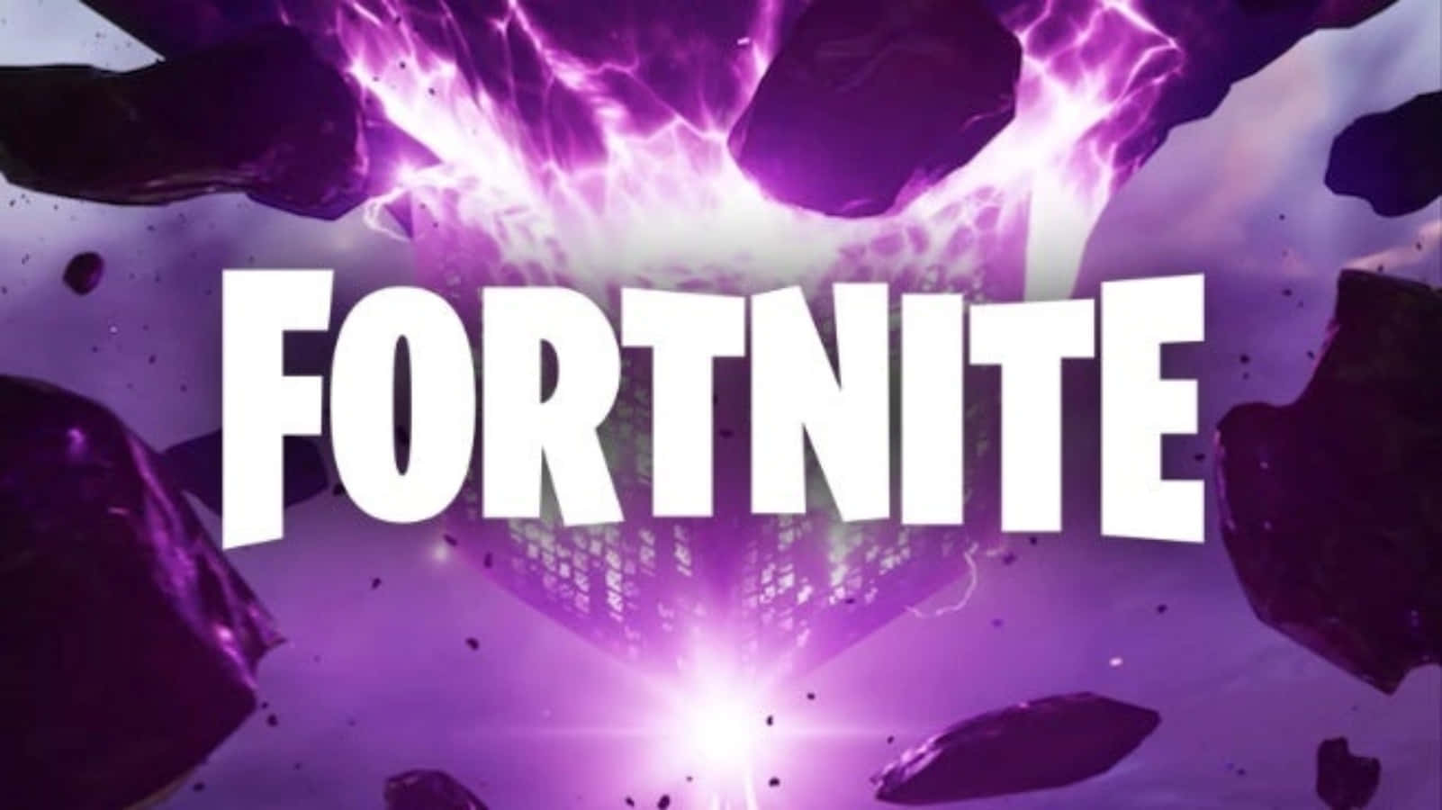 Sejt Fortnite-logo og lilla elektriske striber Wallpapers
