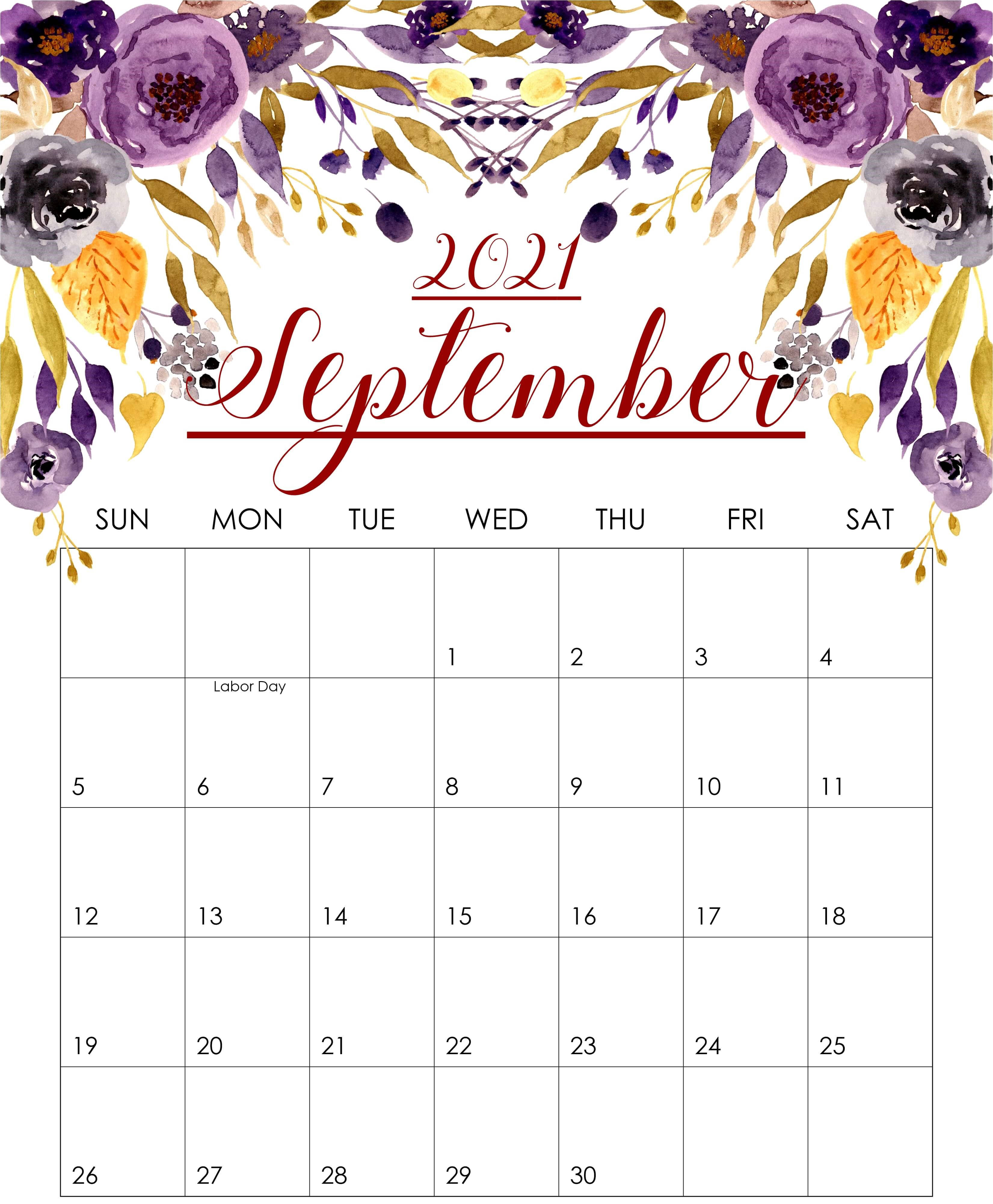 September 2021 lilla blomster kalender Wallpapers
