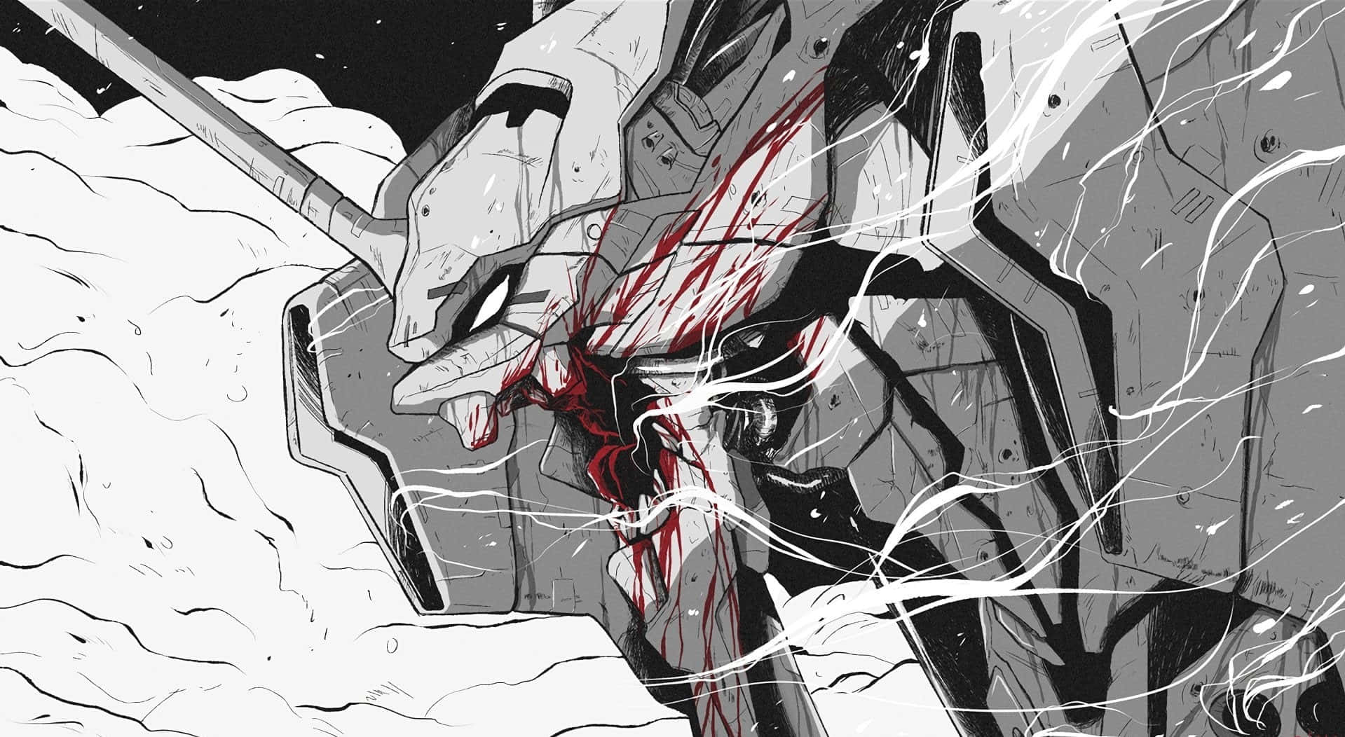 Shinji Ikari, hovedpersonen i Neon Genesis Evangelion, der holder Longinus' Lans Wallpapers