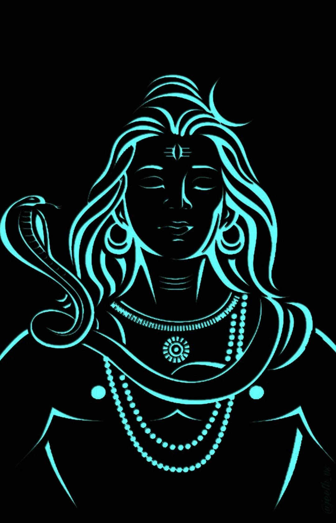 Shiva Gud af Mahakal i neon HD Wallpapers