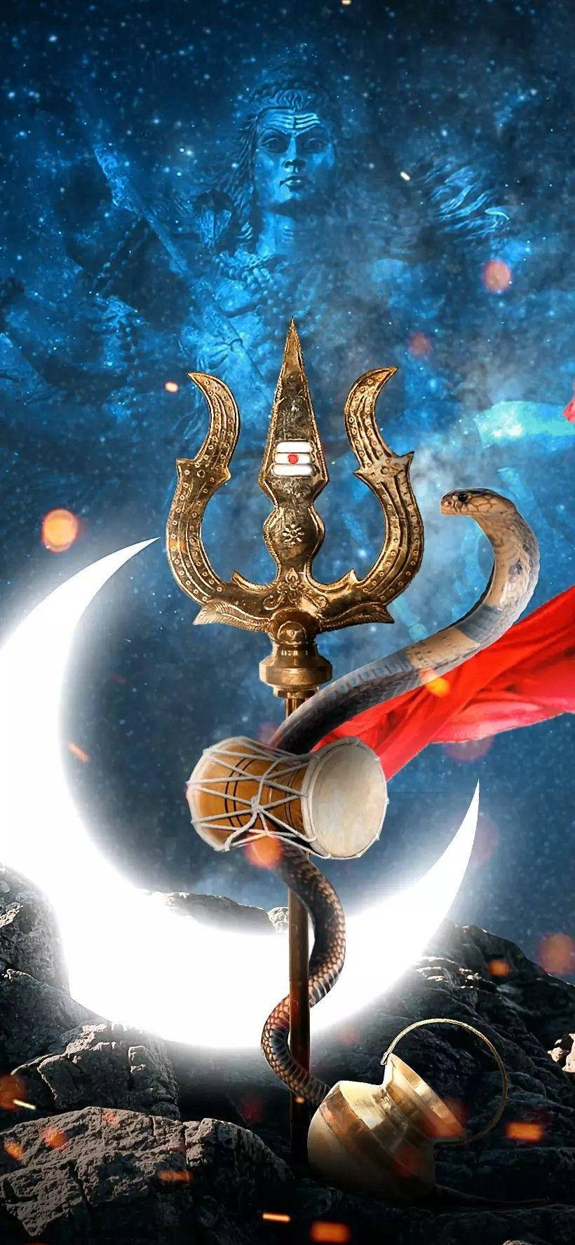 Shiva iPhone Trishula Med Måne Wallpapers