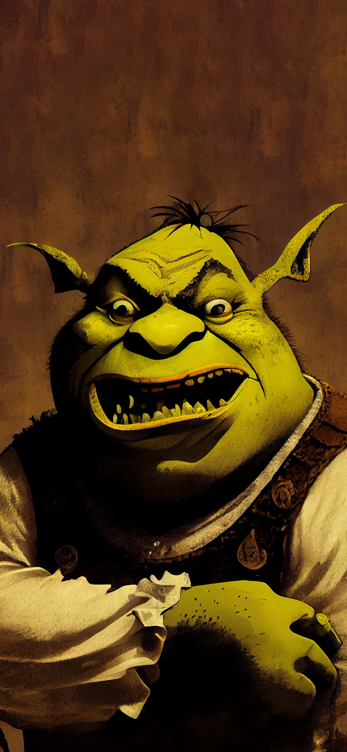 Shrek og Æsel står ansigt til ansigt i en skyggefuld mose Wallpapers