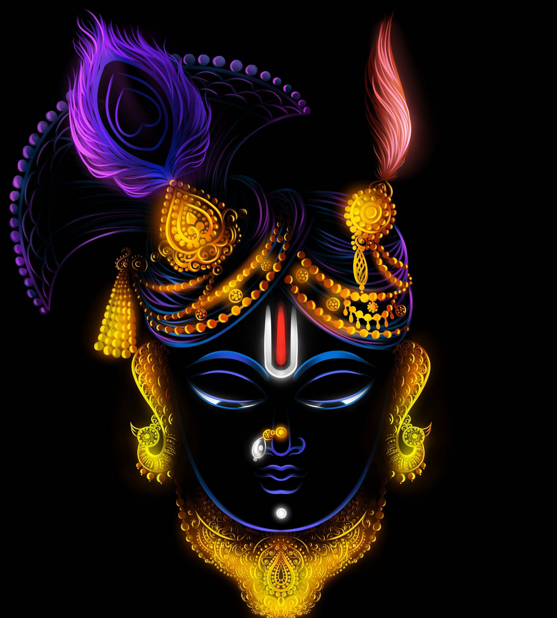 Shrinathji i neonlys kunst Wallpapers