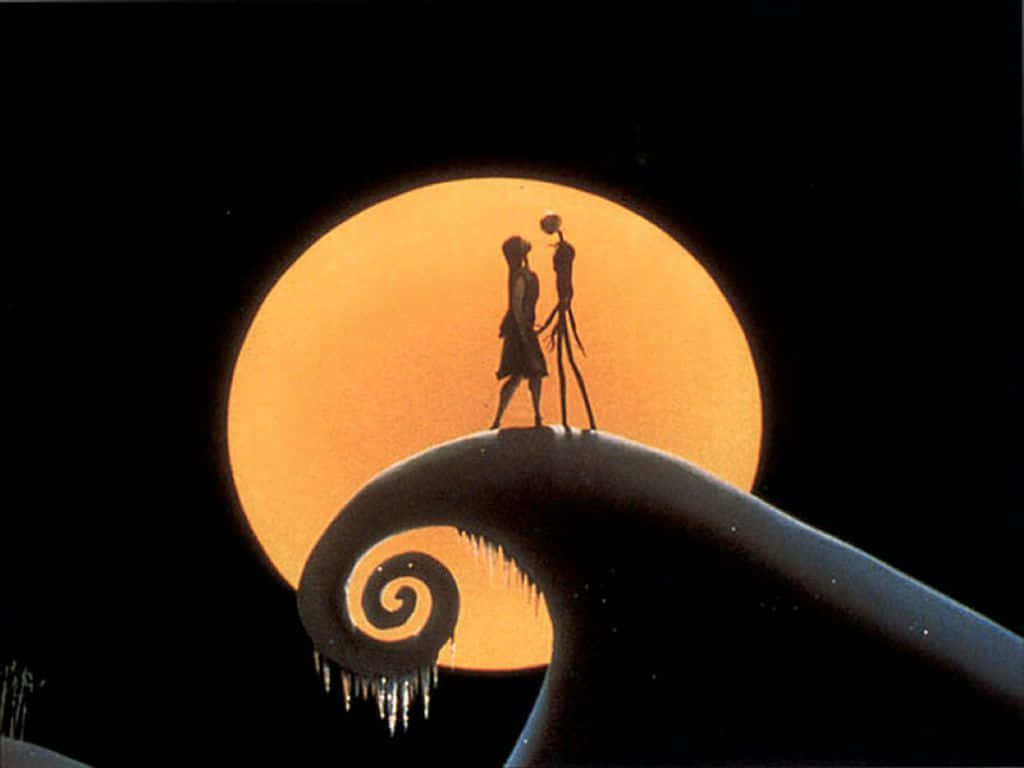 Silhouet af Sally og Jack fra The Nightmare Before Christmas Wallpapers