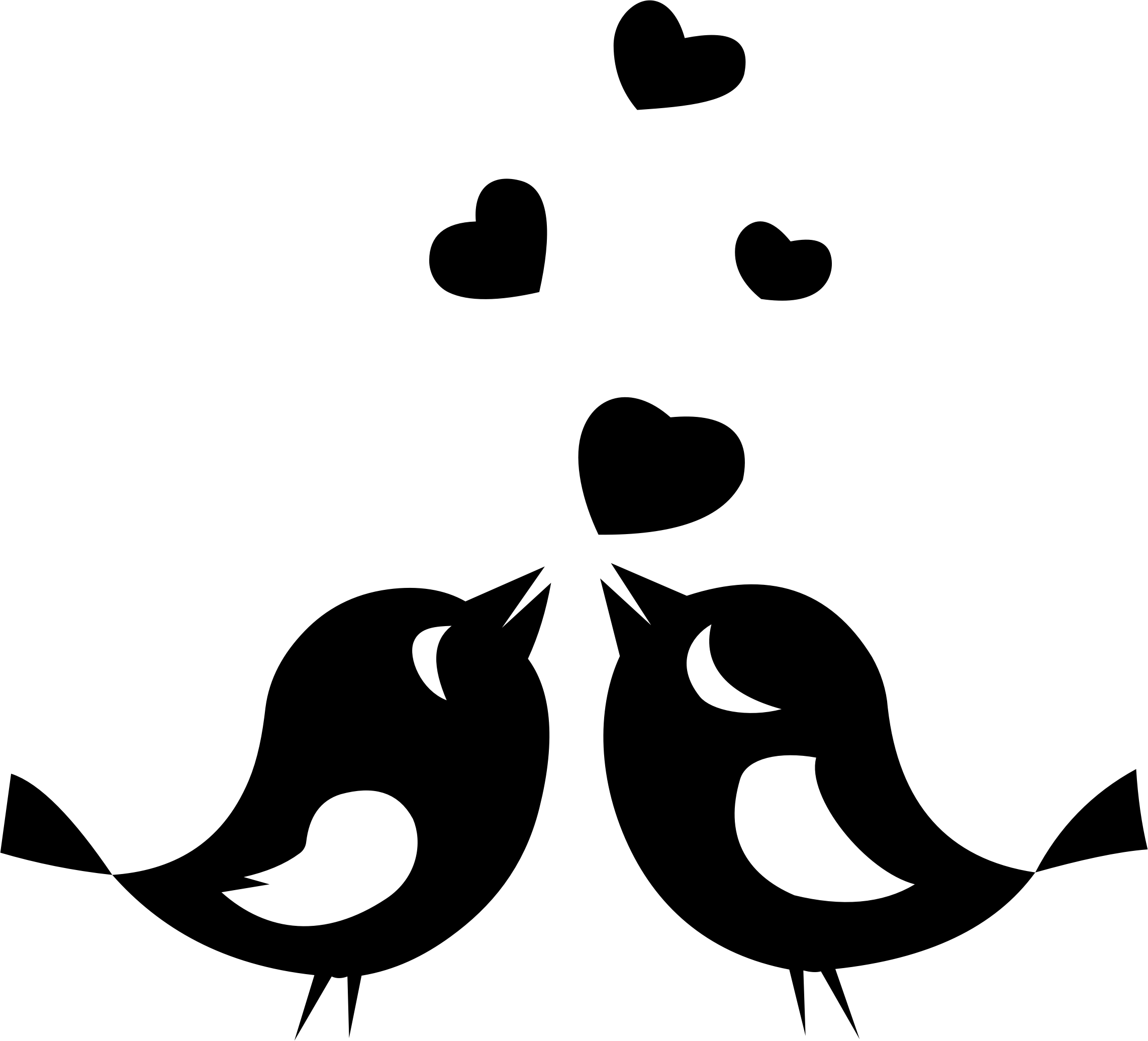 Silhuet af elskovsfugle sort hvid Wallpapers