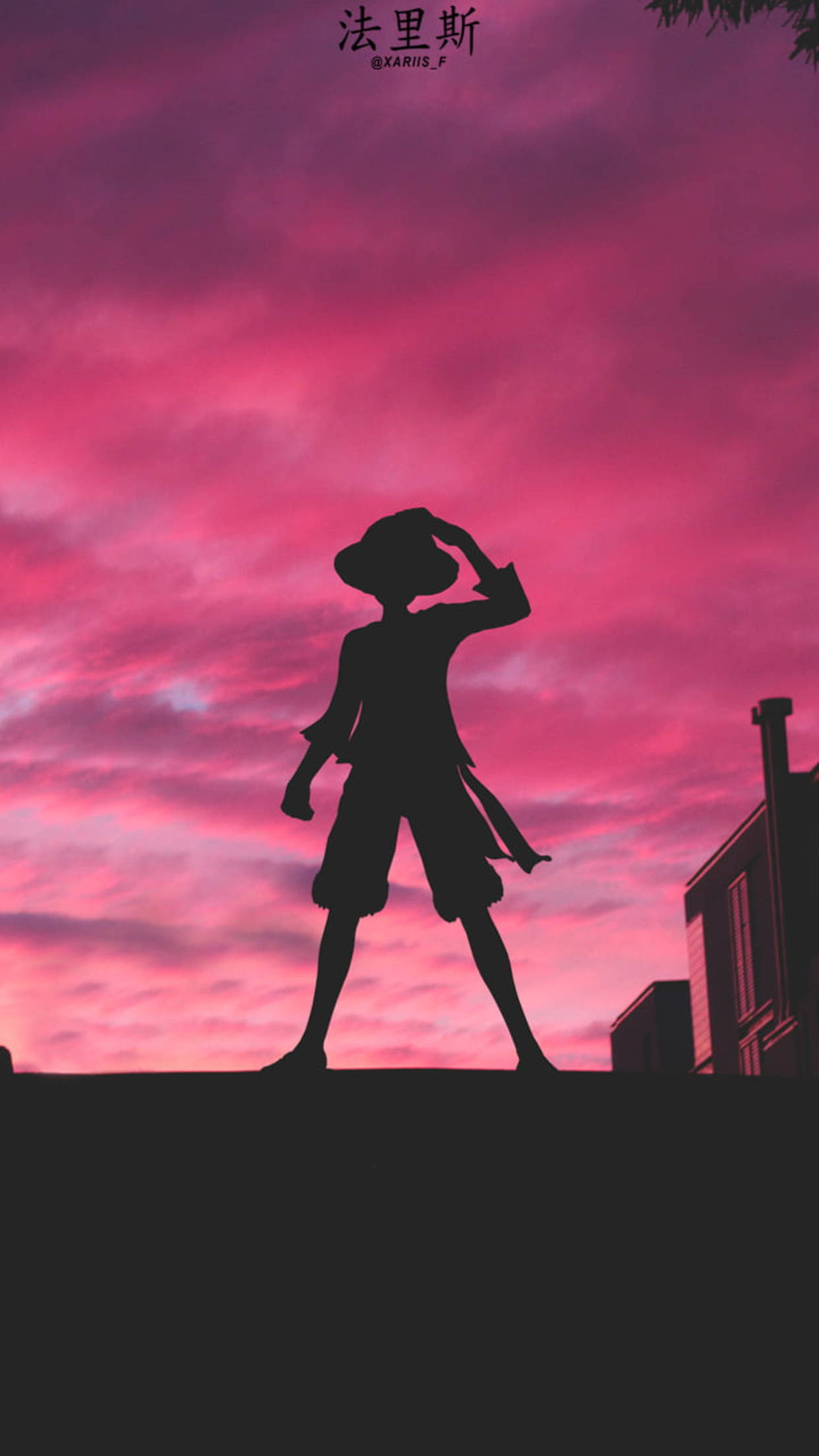 Silhuet af Luffy Æstetisk Wallpapers